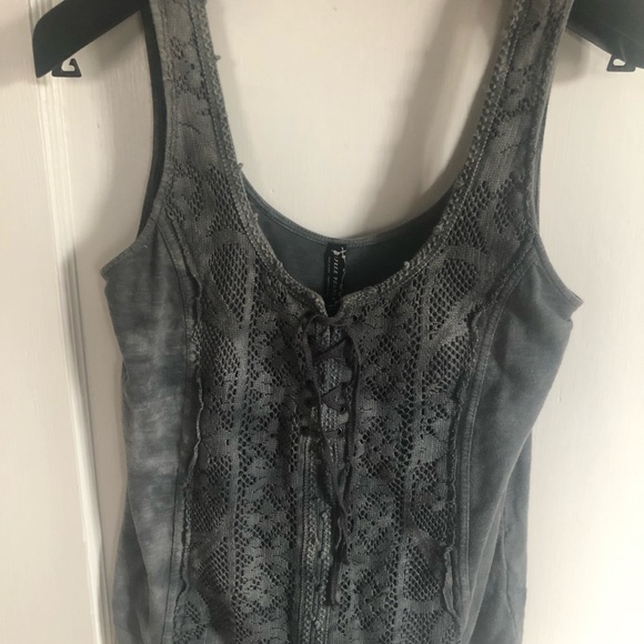 Free People Cotton Corset Style Tank Lace Tie Front Gray. Women's Size S/P - Picture 3 of 11